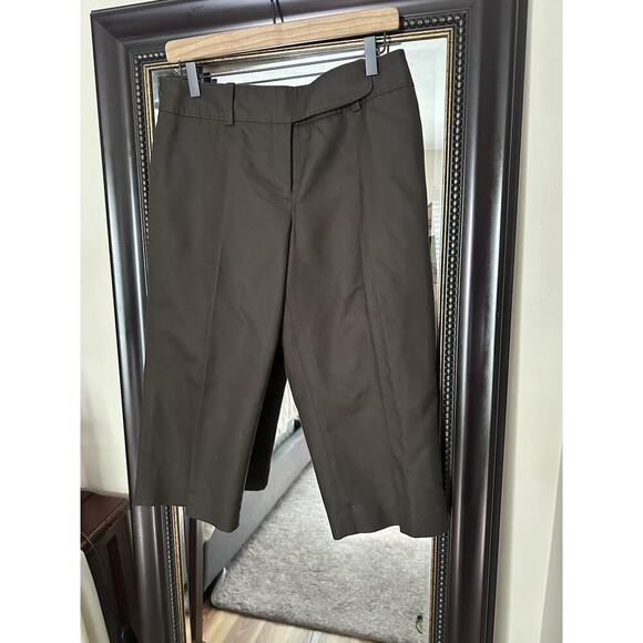 Ann Taylor Loft Capri Pants Women's Brown Wide Leg Marisa Size 8p Faux Belt - Picture 1 of 4